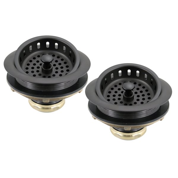 Westbrass Two Post Style Large Kitchen Basket Strainers in Oil Rubbed Bronze D2145-12